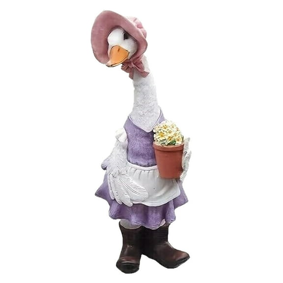 erfcxs Garden Statues Gardener Couple D Uck Indoor Outdoor Decorations Cute D Ucks Art Décor Goose Figurine Ornament For Yard Home Garden Patio And Off Ice