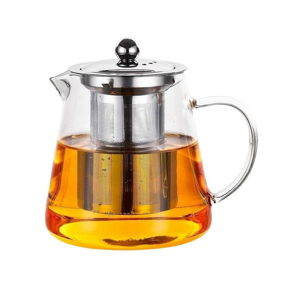 erfcxs Glass Teapot Set with Removable Stainless Steel Infuser - Microwave Dishwasher Safe Clear Blooming Loose Leaf Teas, Tea Maker Gift