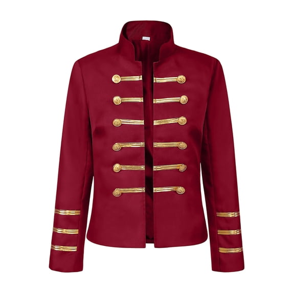 erfcxs Golden Double Stand Collar Halloween Performance Coat for Cosplay and Themed Events
