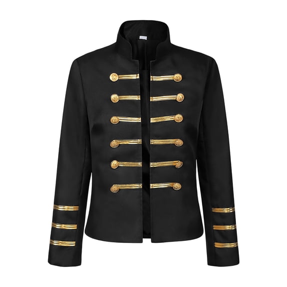 erfcxs Golden Double Stand Collar Halloween Performance Coat for Cosplay and Themed Events
