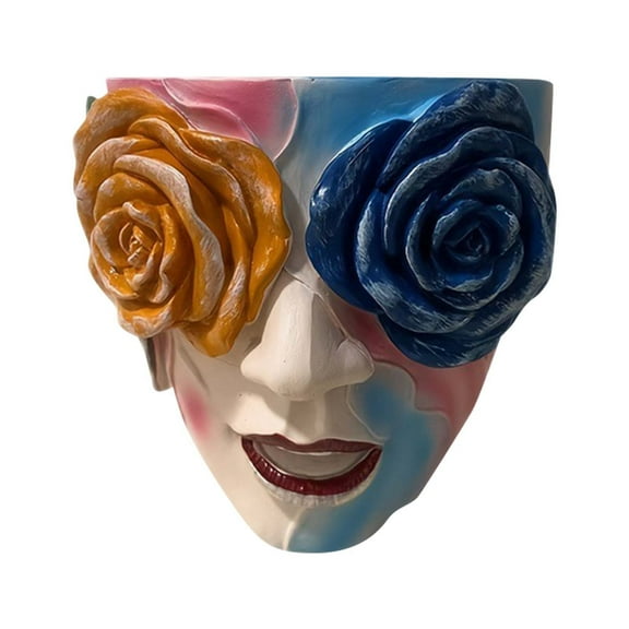 erfcxs Hand Painted Rose Flower Pot Garden Yard Home Balcony Decorative Ornament