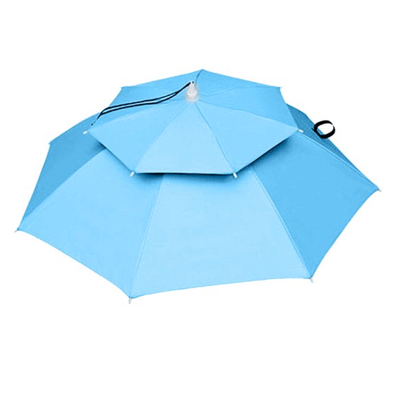 erfcxs Hands Free UV Protection Head Umbrella Double Layer For Fishing Gardening Beach