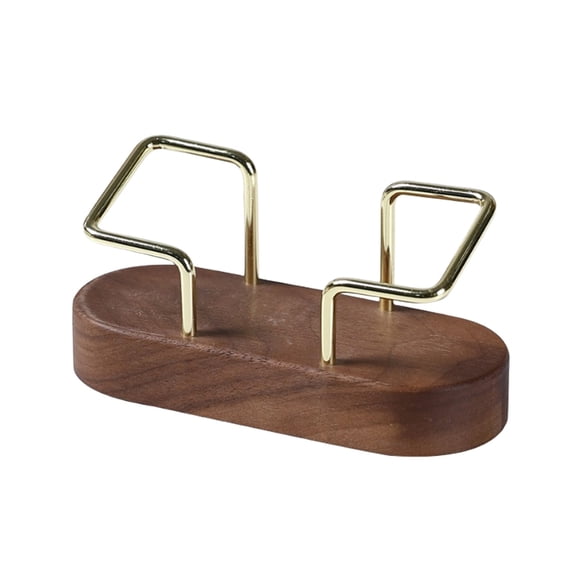 erfcxs High End Minimalist Walnut Wood Business Card Display Rack For Hotels And Stylish Metal Name Card Storage"