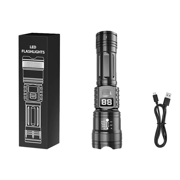 erfcxs High Power Rechargeable LED Flashlight for Outdoor Adventures Camping Hiking Emergency and Night Running with Adjustable Focus and Multiple Modes