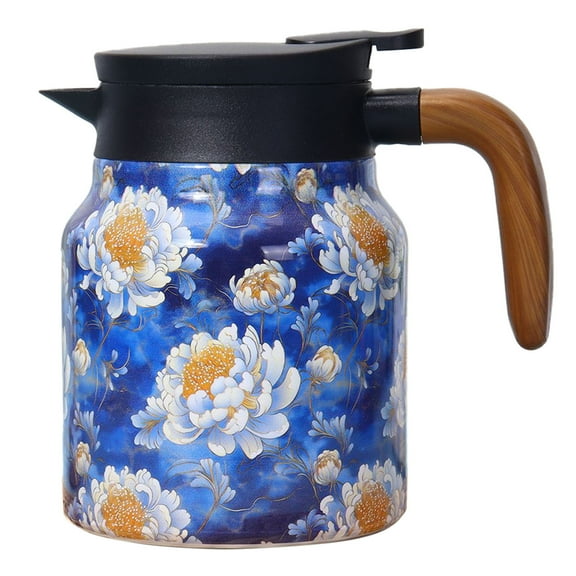 erfcxs Insulated Stainless Steel Floral Tea Pot with Built-in Infuser for Loose Leaf Brewing and Extended Temperature Retention