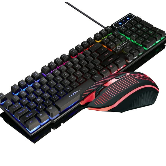 erfcxs Keyboard And Mouse Combo Gaming Mechanical Color Breathing Backlight 104 keys