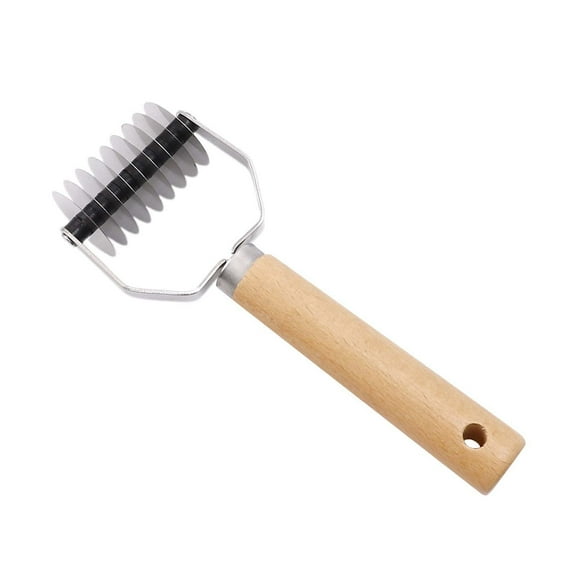 erfcxs Lattice Cutter Dough Lattice Roller Stainless Steel Roller Cutter For Dough Pie Crust Pizza Bread With Wood Handle Tool