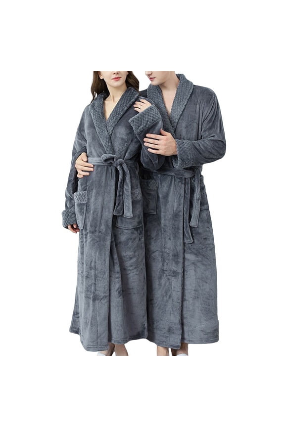 Lovers Plush Robes Soft Warm Bathrobe Long Comfy Robe