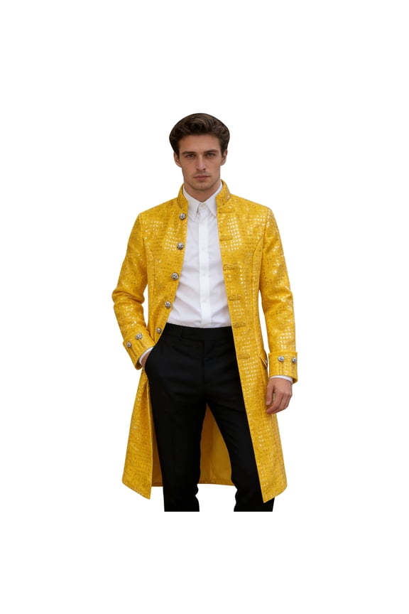 Medieval Punk Gothic Cosplay Costume Coat with Sequin Detailing for Retro Jacket