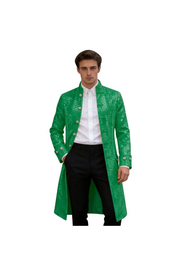 Medieval Punk Gothic Cosplay Costume Coat with Sequin Detailing for Retro Jacket
