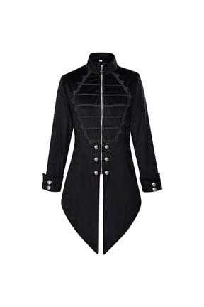 Stand Collar Tailcoat Jacket for European & Style Subtle Patterned Gothic Top Carnival