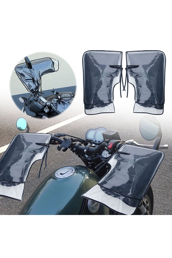 Motorcycle Handlebar Thermal Bike Mittens With Reflective Strip Pocket ATV Hand Warmers Windproof & Coldproof Handlebar Cover For Cold Weather Cycli