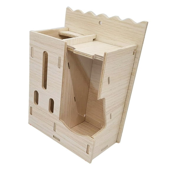 erfcxs Natural Wooden Hamster Maze Villa Habitat with Slide Seesaw Hideout Chew Proof Cage Accessories Playground for Gerbils Mice Small