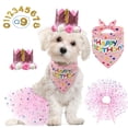 thumbnail image 1 of erfcxs Pet Birthday Party Accessories Saree Scarf Pink Set Female Dog Cute Party Dress Up Supplies, 1 of 4