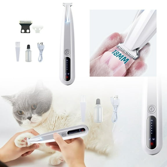 erfcxs Pet Micro Precision Trimmer Function Pet Hair Trimmer With LED Light Low Noise Rechargeable Pet Trimmer For Pet Ears Face Eyes 10ml