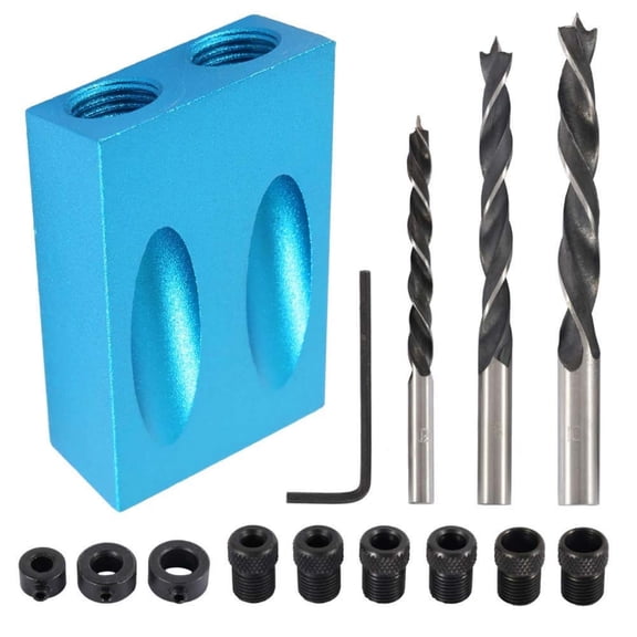 erfcxs Pocket Hole Fixture Precision Drill for Fine Woodworking and Rail Joint Corner Craftsmanship 14PCS