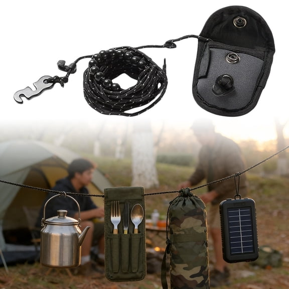 erfcxs Portable Hanging Rope For Outdoor Camping Tent Hotel Travel Functional Drying Clothes Windproof Rope.