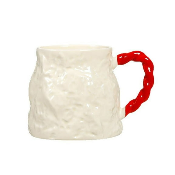 erfcxs Stone Irregular Ceramic Coffee Mug, Elegant Tea Cup, 13 Oz, Dishwasher and Microwave Safe, 1 PCS (White)