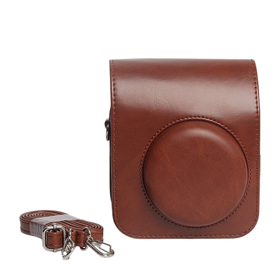 erfcxs Stylish Brown PU Leather Single Piece Camera Bag Protective Case Storage Pouch For Instax Mini 12