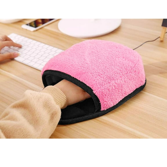 erfcxs USB Heated Mouse Pad Mouse Hand Warmer with Wristguard Warm Winter Pink