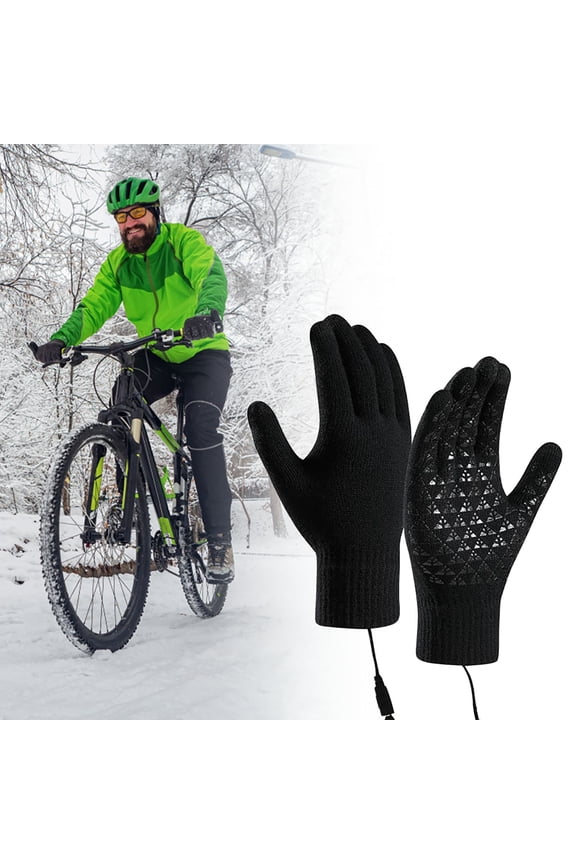 USB Rechargeable Heating Gloves for Winter Cycling Screen Use Cold Weather Warm Split Finger Design