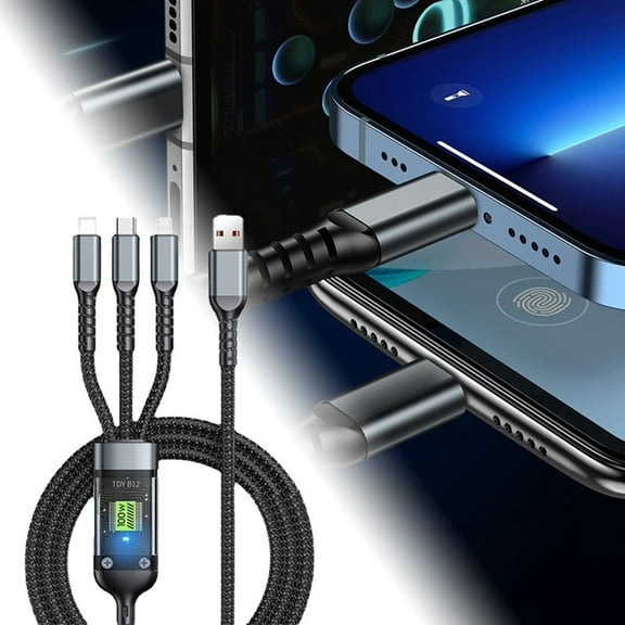 erfcxs Universal Fast Charging USB Data Triple Head Braided Cord for All Phone Models Android and More