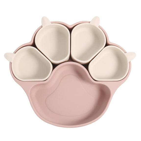 erfcxs Versatile Silicone Feeding Dish for Kids and Non- Suction Base Durable Cat Design Plate Set