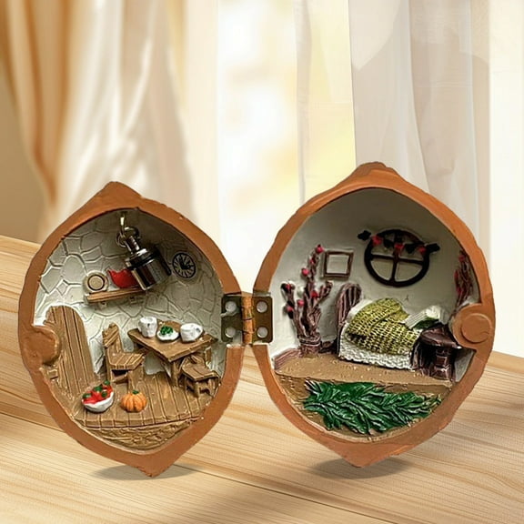 erfcxs Walnut Doll Walnut Doll Mini Handmade Walnut Doll Tiny World Inside Walnuts Walnut Doll Mini Library Walnut Dollhouse