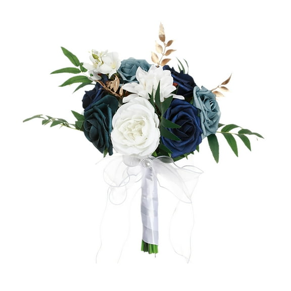 erfcxs Wedding Bouquets For Bride Bridesmaid Large Big Bridal Bouquet White Champagne Ivory Silk Roses Flowers For Wedding French Vintage Boho Decoration Bouquet (11.4in)