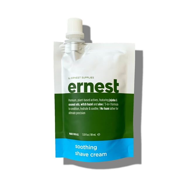 ernest by Ernest Supplies Soothing Shave Cream: 3-in-1 Pre-Shave, Shave Cream, and After Shave, 3 Oz