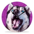 thumbnail image 1 of erolrail Rustic Wall Clock,Silent Non Ticking Wall Clocks for Living Room,Bedroom,Kitchen 12IN Cheerful Smiling Happy Husky Dog Cute, 1 of 5
