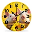 thumbnail image 1 of erolrail Rustic Wall Clock,Silent Non Ticking Wall Clocks for Living Room,Bedroom,Kitchen 12IN Cute Pig Fence Sunflower Creative, 1 of 5