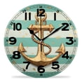 thumbnail image 1 of erolrail Rustic Wall Clock,Silent Non Ticking Wall Clocks for Living Room,Bedroom,Kitchen 12IN Gold Anchor Dots Stripes Printed Painting, 1 of 5