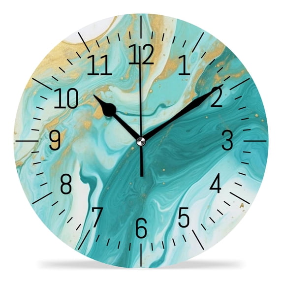 erolrail Rustic Wall Clock,Silent Non Ticking Wall Clocks for Living Room,Bedroom,Kitchen 12IN Green Marble Beautiful