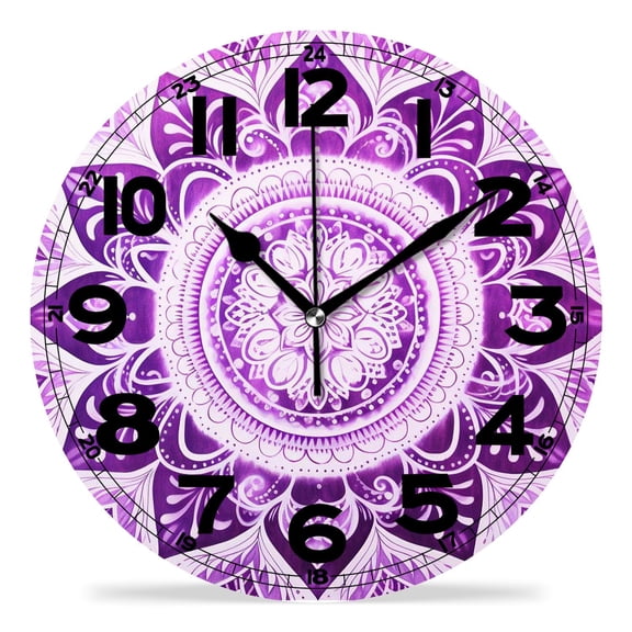 erolrail Rustic Wall Clock,Silent Non Ticking Wall Clocks for Living Room,Bedroom,Kitchen 12IN Mandala Galaxy Multicolor