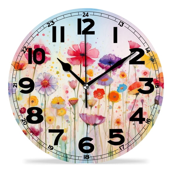 erolrail Rustic Wall Clock,Silent Non Ticking Wall Clocks for Living Room,Bedroom,Kitchen 12IN Season Autumn Winter Summer Spring Flowers Exquisite