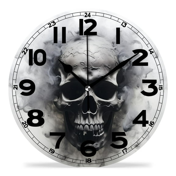 erolrail Rustic Wall Clock,Silent Non Ticking Wall Clocks for Living Room,Bedroom,Kitchen 12IN Sugar Skull Day of The Dead Vintage Colorful