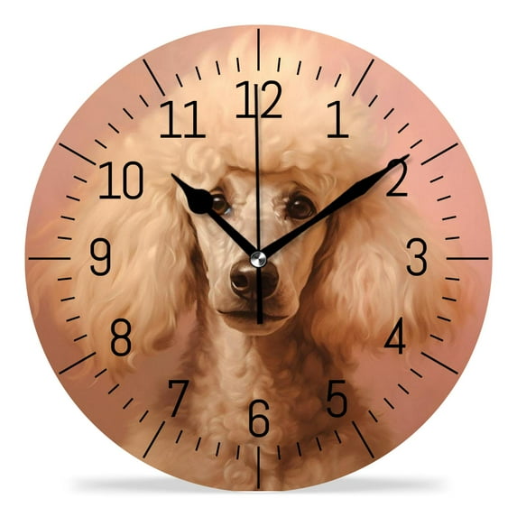 erolrail Rustic Wall Clock,Silent Non Ticking Wall Clocks for Living Room,Bedroom,Kitchen 12IN Toy Puppy Dog Picture