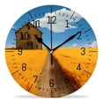 thumbnail image 1 of erolrail Rustic Wall Clock,Silent Non Ticking Wall Clocks for Living Room,Bedroom,Kitchen 12IN Wooden House Autumn Yellow Standing Lovely, 1 of 5