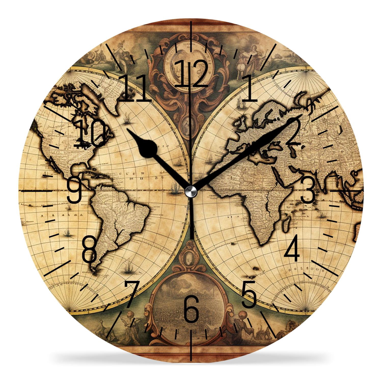 erolrail Rustic Wall Clock,Silent Non Ticking Wall Clocks for Living ...