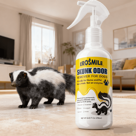 erosmile Skunk Odor Remover For Dogs,Removing Skunk Smell From House,Friendly For Dogs Head & Face,Suitable For Pet Areas, Odor Eliminator Spray 8.45oz