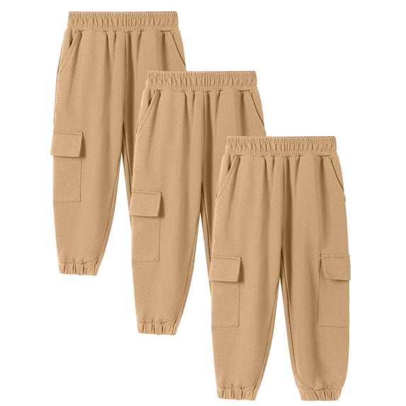 ersvoioy 3 Pack Boys Sweatpants Elastic Waist with Side Pockets Jogger Style Casual Trousers Back to School Pants Size 4-14 Years
