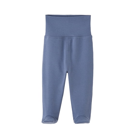 ersvoioy Baby Cotton Footed Pants Solid Color Elastic Waist Soft Crawling Bottoms for Infants 3M-1Y