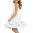 thumbnail image 1 of ersvoioy Girls Princess Dress Sleeveless Round Neck Ruched Ruffle Trim Bow Back Formal Party Gown Summer Sundress 4-15 Years, 1 of 8
