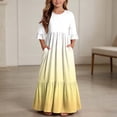 thumbnail image 1 of ersvoioy Girls Summer Party Dress Gradient Print Ruffle Cap Sleeve Round Neck A-Line Flowy Hem Sundress 4-14 Years, 1 of 7