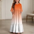 thumbnail image 1 of ersvoioy Girls Summer Party Dress Gradient Print Ruffle Cap Sleeve Round Neck A-Line Flowy Hem Sundress 4-14 Years, 1 of 7