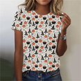 thumbnail image 1 of ersvoioy Halloween Shirt Women Funny Print Shirts Fashion Crewneck Halloween Short Sleeve Graphic Tees Fall Holiday Party Family T-Shirts Tops Multicolor S, 1 of 6