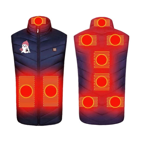 ersvoioy Heated Vest Women with 9 Heating Zones Three Gear Temperature Control Print Electric Warming Heated Jackets Stand Collar Zip Up Washable Quilted Outer (Battery Pack Not Included)