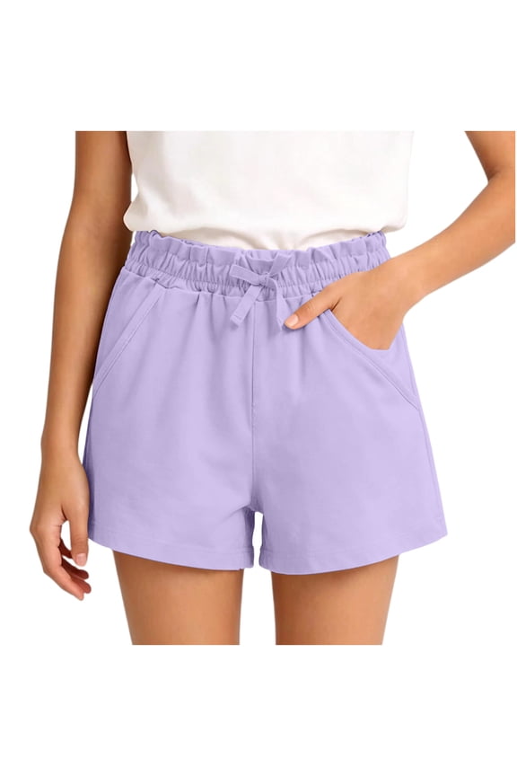 Little Girls Bow Solid Shorts Elastic Waist with Pockets Summer Casual Bottoms Back to School Shorts 2-10 Years