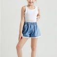 thumbnail image 1 of ersvoioy Little Girls Lace Jean Shorts Elastic Waist with Pockets Summer Denim Bottoms Kids Back to School Shorts 3-8 Years, 1 of 8